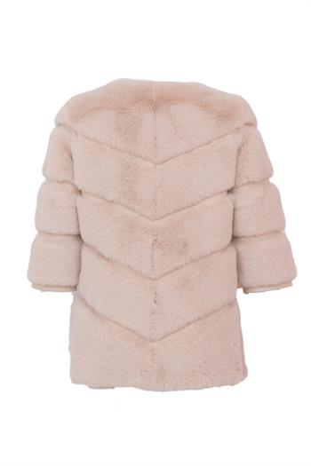 CLASSIC Yarım Kol Dilimli Suni Kürk Ceket - Bej