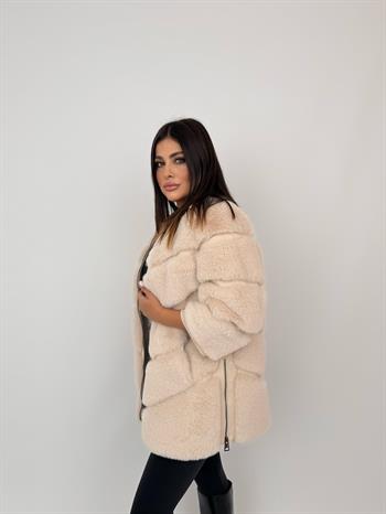 Classic Suni Kürk Ceket - Bej