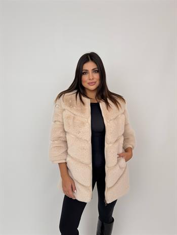 Classic Suni Kürk Ceket - Bej