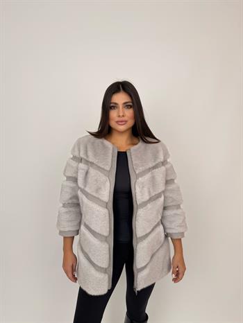 Classic Suni Kürk Ceket - Gri