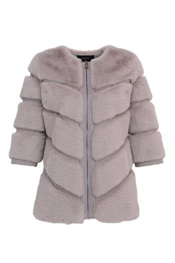 Classic Suni Kürk Ceket - Gri