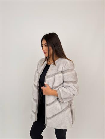 Classic Suni Kürk Ceket - Gri