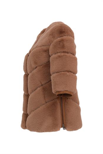 Classic Suni Kürk Ceket - Latte