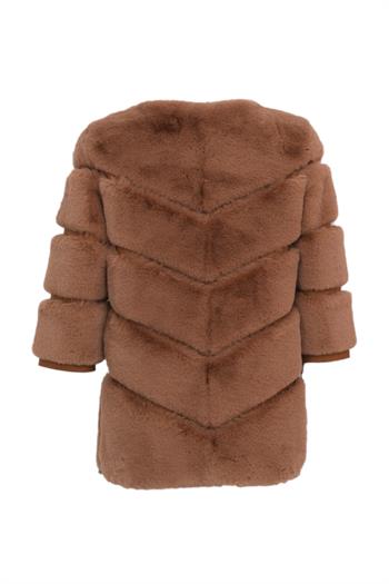 Classic Suni Kürk Ceket - Latte