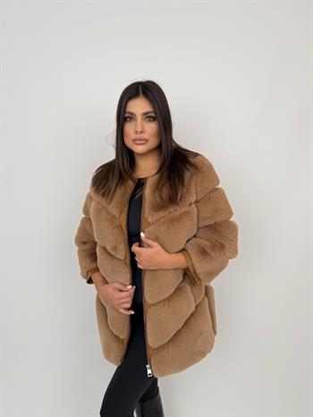 Classic Suni Kürk Ceket - Latte