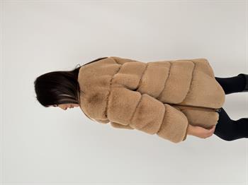 Classic Suni Kürk Ceket - Latte