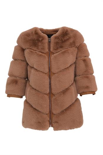 Classic Suni Kürk Ceket - Latte