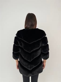 Classic Suni Kürk Ceket - Siyah