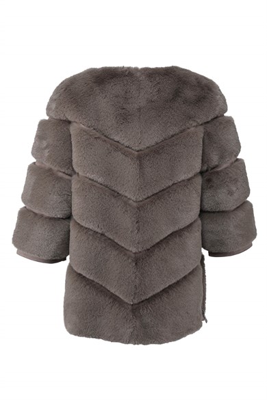 Classic Suni Kürk Ceket - Vizon