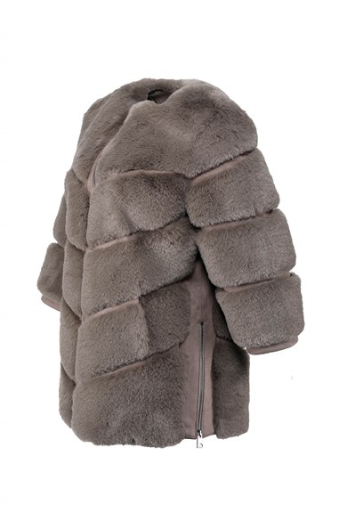 Classic Suni Kürk Ceket - Vizon