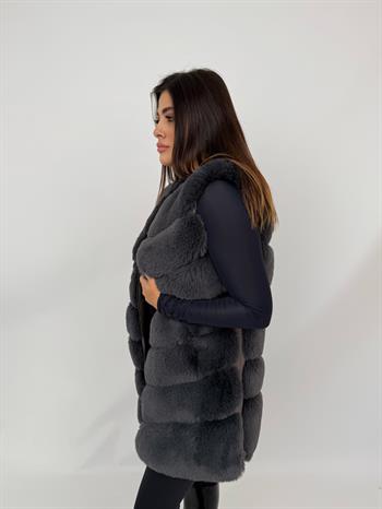 CLASSIC Suni Kürk Yelek - Antrasit