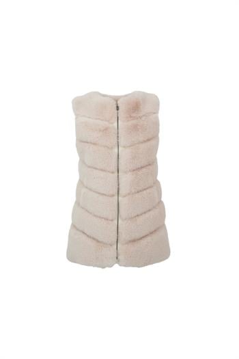 CLASSIC Suni Kürk Yelek - Bej