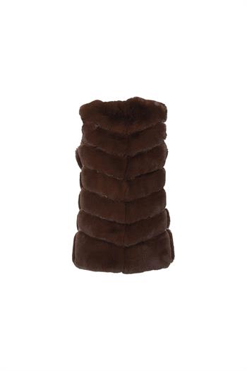 CLASSIC 7 Sıra Dilimli Suni Kürk Yelek - Kahverengi