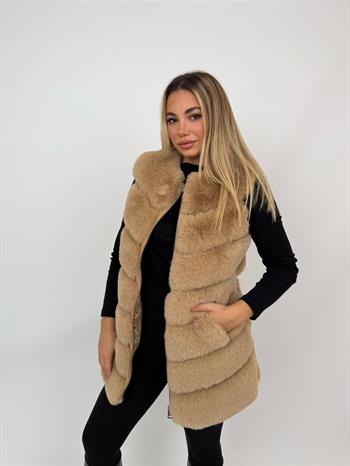 CLASSIC Suni Kürk Yelek - Şampanya