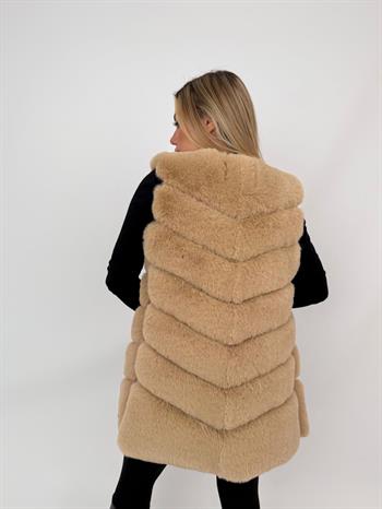 CLASSIC Suni Kürk Yelek - Şampanya