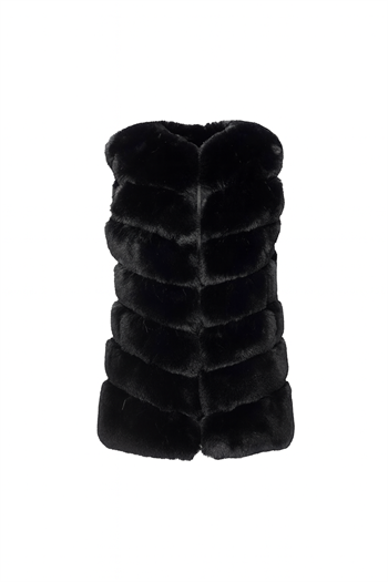 CLASSIC Suni Kürk Yelek - Siyah