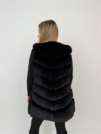 CLASSIC Suni Kürk Yelek - Siyah