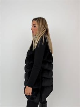 CLASSIC Suni Kürk Yelek - Siyah