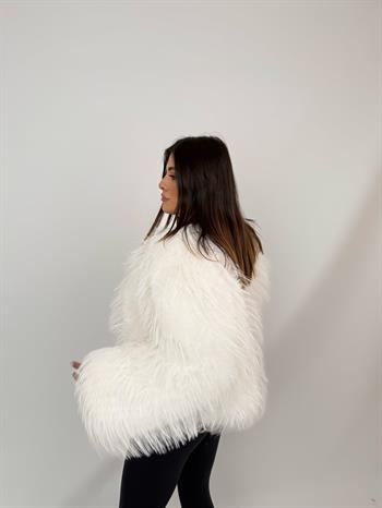 COZY Suni Kürk Ceket - Beyaz