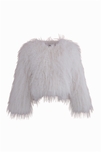 COZY Suni Kürk Ceket - Beyaz