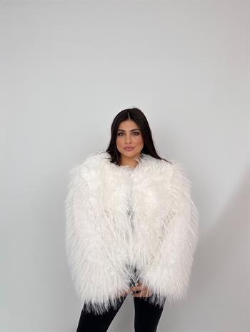 COZY Suni Kürk Ceket - Beyaz