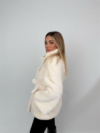 ELORA Suni Kürk Ceket - Ekru