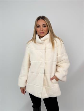 ELORA Suni Kürk Ceket - Ekru