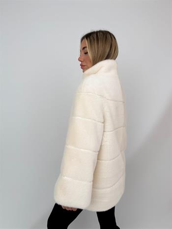 ELORA Suni Kürk Ceket - Ekru