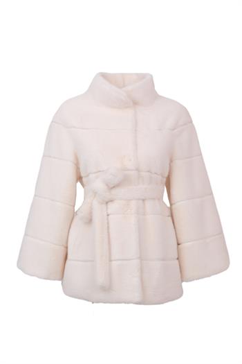 ELORA Suni Kürk Ceket - Ekru