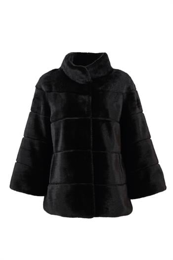 ELORA Suni Kürk Ceket - Siyah