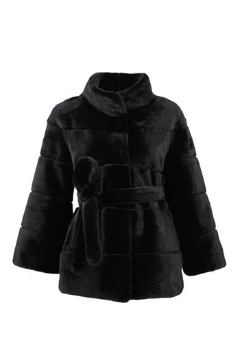 ELORA Suni Kürk Ceket - Siyah