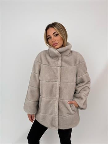 ELORA Suni Kürk Ceket - Taş