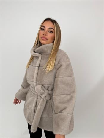 ELORA Suni Kürk Ceket - Taş