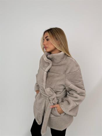 ELORA Suni Kürk Ceket - Taş