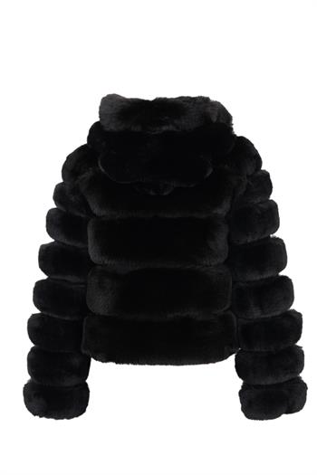 FENIX Kapüşonlu Suni Kürk Ceket - Siyah