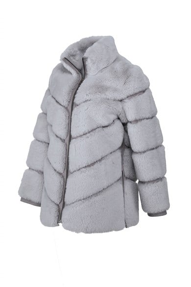 GALA Suni Kürk Ceket - Buz