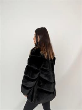 GALA Suni Kürk Ceket - Siyah