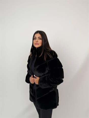 GALA Suni Kürk Ceket - Siyah