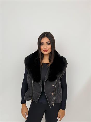 GALIA Kürklü Kot Ceket - Antrasit