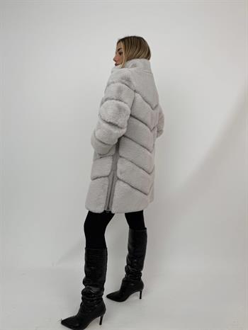 GIZZA Suni Kürk Ceket - Buz