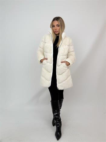 GIZZA Suni Kürk Ceket - Ekru