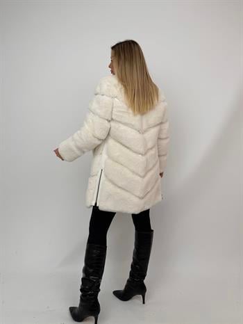 GIZZA Suni Kürk Ceket - Ekru