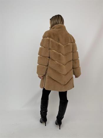 GIZZA Suni Kürk Ceket - Şampanya