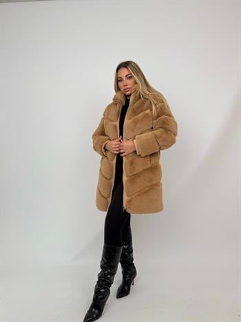 GIZZA Suni Kürk Ceket - Şampanya