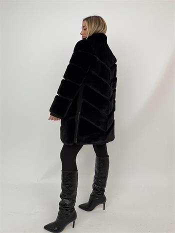 GIZZA Suni Kürk Ceket - Siyah