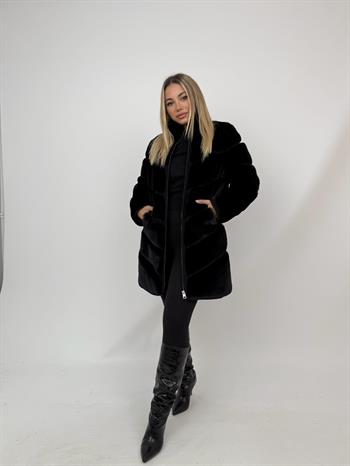 GIZZA Suni Kürk Ceket - Siyah