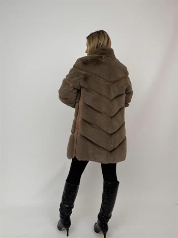 GIZZA Suni Kürk Ceket - Vizon