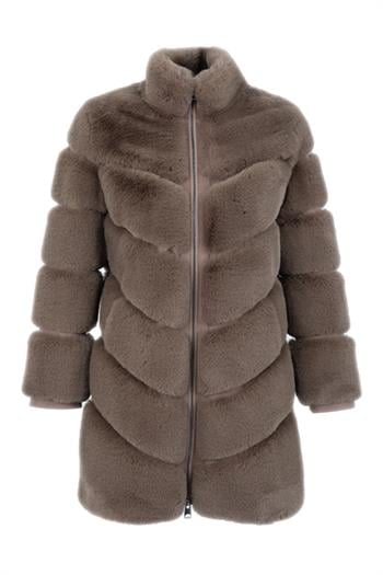 GIZZA Suni Kürk Ceket - Vizon