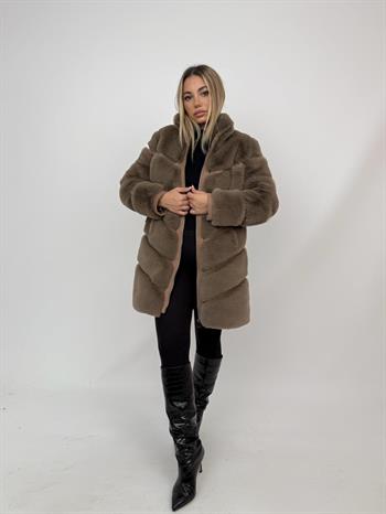 GIZZA Suni Kürk Ceket - Vizon