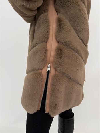 GIZZA Suni Kürk Ceket - Vizon